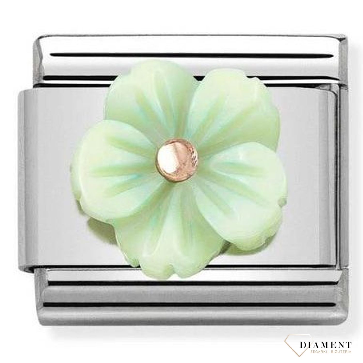 Nomination - Link 9K Rose Gold 'Mother Of Pearl Green Flower' 430510 10.jpg